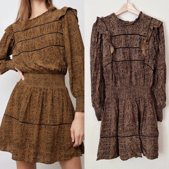 NWT Rails Faren Mini Dress reg $250 in Sepia Color - Picture 6 of 12